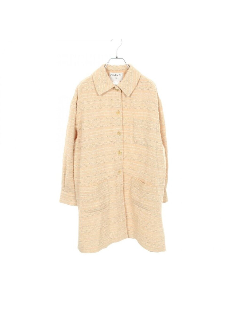 Chanel CC Logo Button Tweed Wool Coat